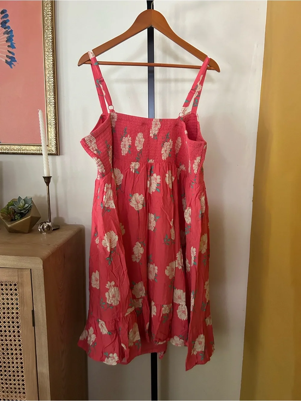Torrid Floral Smocked Challis Dress Babydoll Pink Sundress NWT Plus Size 4X